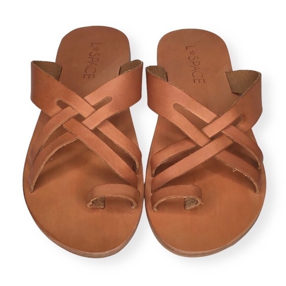 L SPACE Shore Break Sandals in Tan. - Picture 1 of 7